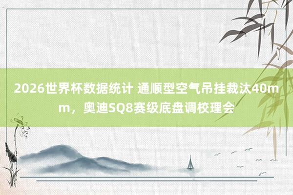 2026世界杯数据统计 通顺型空气吊挂裁汰40mm，奥迪SQ8赛级底盘调校理会