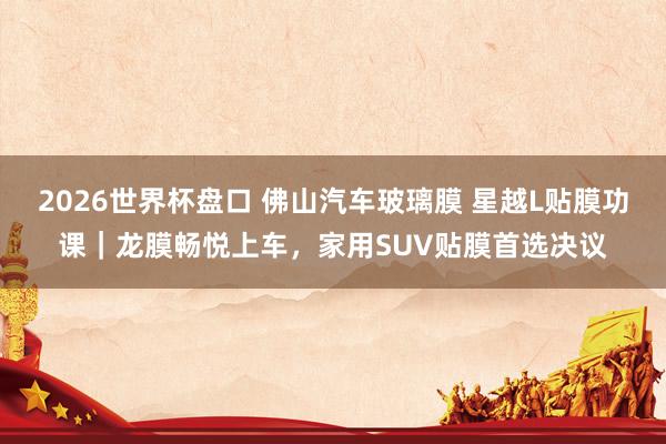 2026世界杯盘口 佛山汽车玻璃膜 星越L贴膜功课｜龙膜畅悦