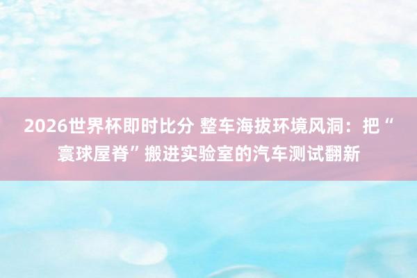 2026世界杯即时比分 整车海拔环境风洞：把“寰球屋脊”搬进实验室的汽车测试翻新