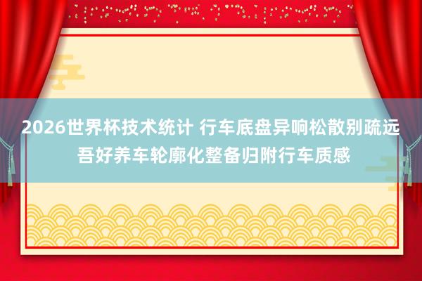 2026世界杯技术统计 行车底盘异响松散别疏远 吾好养车轮廓化整备归附行车质感