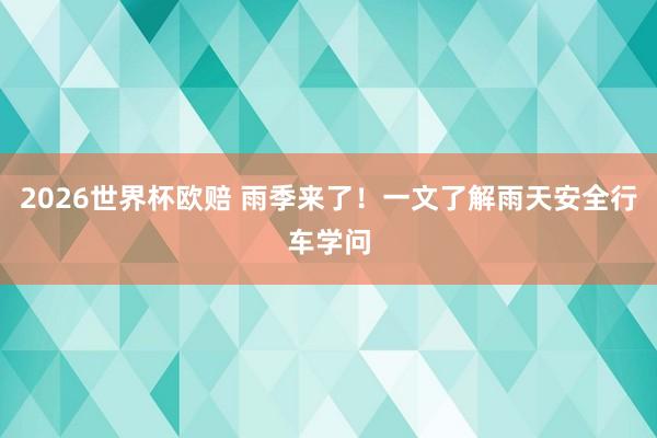 2026世界杯欧赔 雨季来了！一文了解雨天安全行车学问