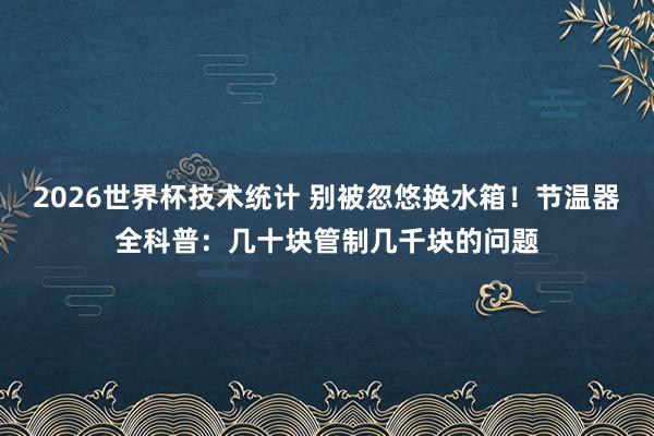 2026世界杯技术统计 别被忽悠换水箱！节温器全科普：几十块管制几千块的问题