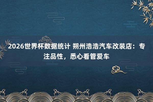 2026世界杯数据统计 朔州浩浩汽车改装店：专注品性，悉心看管爱车
