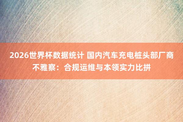 2026世界杯数据统计 国内汽车充电桩头部厂商不雅察：合规运维与本领实力比拼