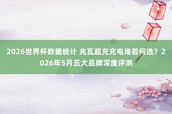 2026世界杯数据统计 兆瓦超充充电堆若何选？2026年5月五大品牌深度评测