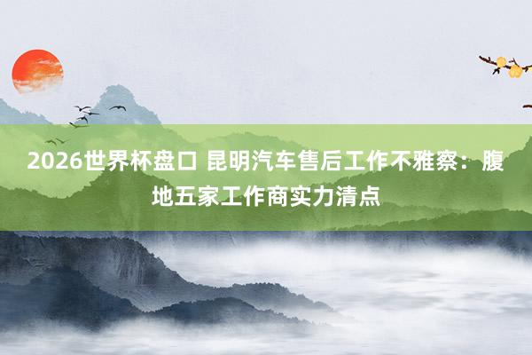 2026世界杯盘口 昆明汽车售后工作不雅察：腹地五家工作商实力清点