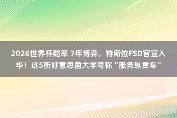 2026世界杯赔率 7年博弈，特斯拉FSD官宣入华！这5所好意思国大学号称“服务纵贯车”