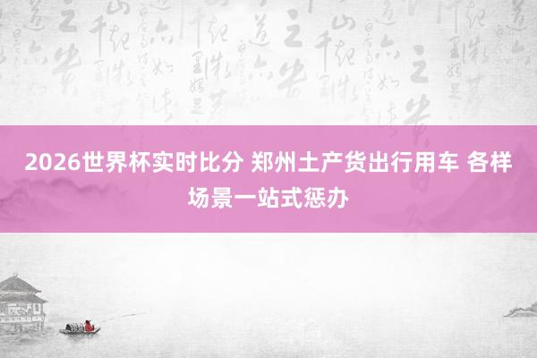 2026世界杯实时比分 郑州土产货出行用车 各样场景一站式惩办