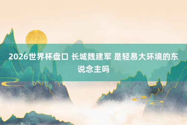 2026世界杯盘口 长城魏建军 是轻易大环境的东说念主吗
