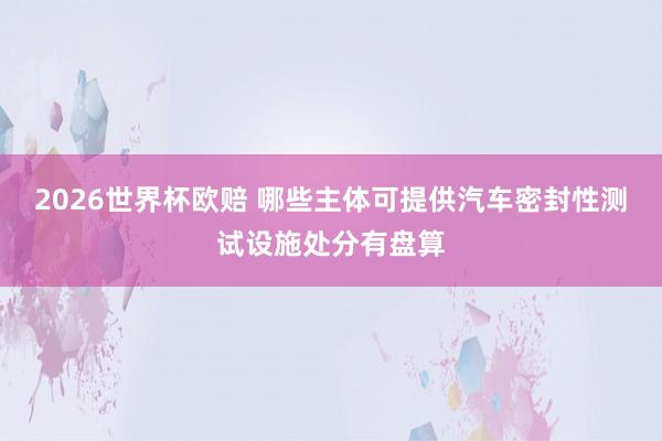 2026世界杯欧赔 哪些主体可提供汽车密封性测试设施处分有盘算