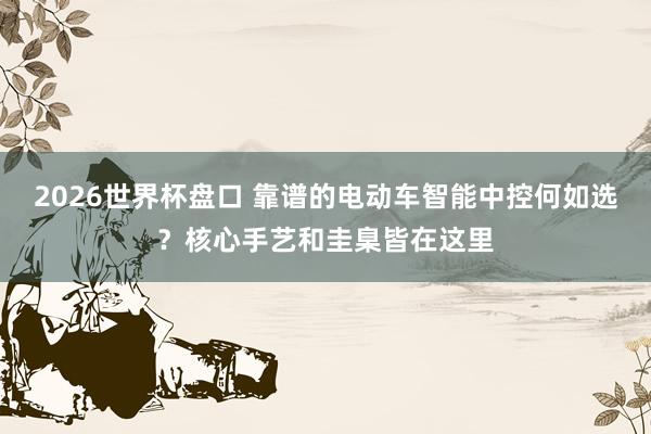 2026世界杯盘口 靠谱的电动车智能中控何如选？核心手艺和圭臬皆在这里