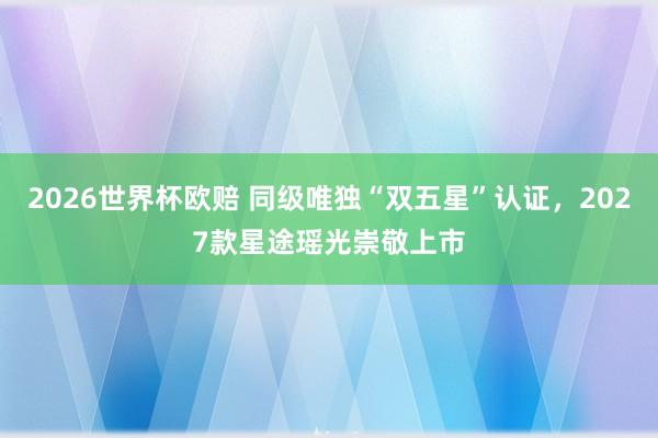 2026世界杯欧赔 同级唯独“双五星”认证，2027款星途瑶
