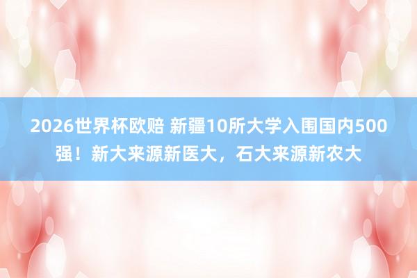 2026世界杯欧赔 新疆10所大学入围国内500强！新大来源新医大，石大来源新农大