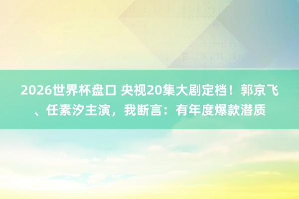 2026世界杯盘口 央视20集大剧定档！郭京飞、任素汐主演，我断言：有年度爆款潜质