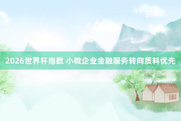 2026世界杯指数 小微企业金融服务转向质料优先