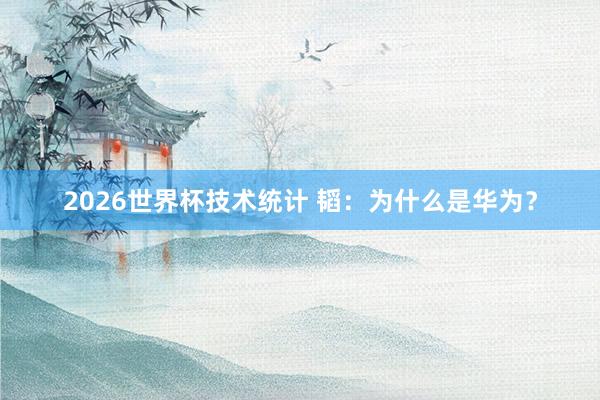 2026世界杯技术统计 韬：为什么是华为？