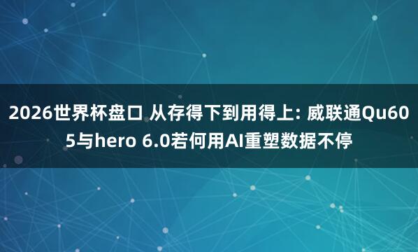 2026世界杯盘口 从存得下到用得上: 威联通Qu605与hero 6.0若何用AI重塑数据不停