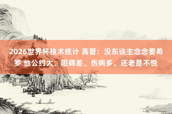 2026世界杯技术统计 高管：没东谈主念念要希罗 他公约大、阻碍差、伤病多、还老是不悦