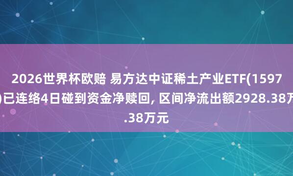 2026世界杯欧赔 易方达中证稀土产业ETF(159715)已连络4日碰到资金净赎回, 区间净流出额2928.38万元