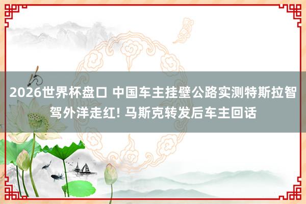 2026世界杯盘口 中国车主挂壁公路实测特斯拉智驾外洋走红! 马斯克转发后车主回话