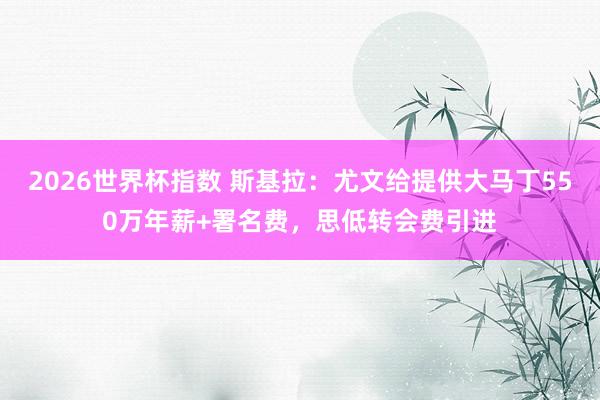 2026世界杯指数 斯基拉：尤文给提供大马丁550万年薪+署名费，思低转会费引进
