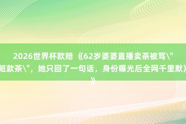 2026世界杯欧赔 《62岁婆婆直播卖茶被骂