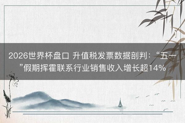 2026世界杯盘口 升值税发票数据剖判:“五一”假期挥霍联系行业销售收入增长超14%