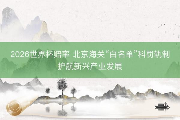 2026世界杯赔率 北京海关“白名单”科罚轨制护航新兴产业发展