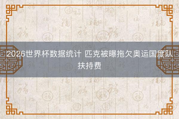 2026世界杯数据统计 匹克被曝拖欠奥运国度队扶持费
