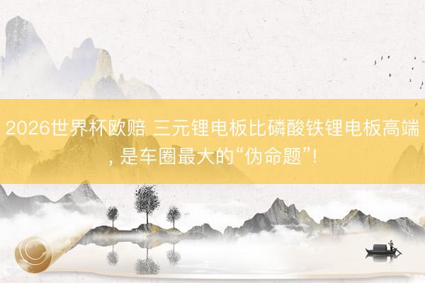 2026世界杯欧赔 三元锂电板比磷酸铁锂电板高端, 是车圈最大的“伪命题”!